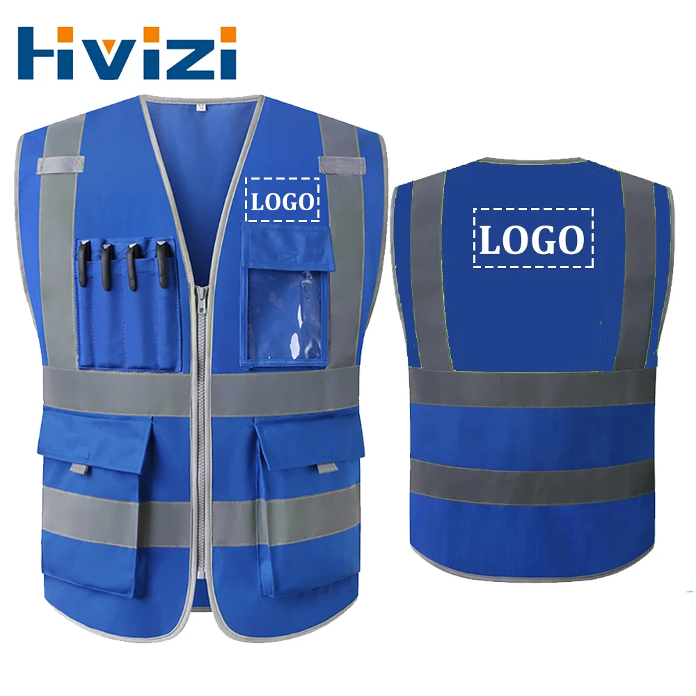Safety Vest Reflective Blue Logo or Text Custom High Visibility Vest Men Zipper Front Pockets Construction Safety Vest Class 2
Safety Vest Reflective Blue Logo or Text Custom High Visibility Vest Men Zipper Front Pockets Construction Safety Vest Class 2