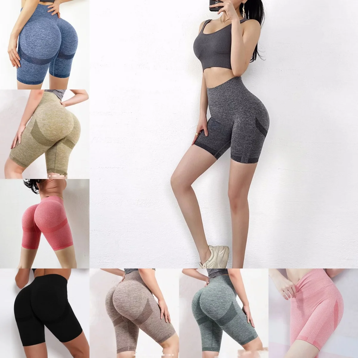 

Women Butt Lifting Yoga Shorts Elastic Workout High Waist Tummy Control Ruched Booty Pants Seamless Gym Compression Tights