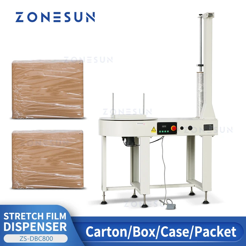 

ZONESUN Automatic Stretch Film Wrapping Machine Dispenser Turntable Carton Box Pallet Bundler\ Packaging ZS-DBC800