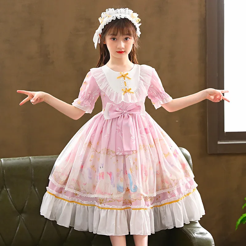 Kids Lolita Dress Lace Bow Sweet Cute Girls Princess Dress Summer Birthday Party Ball Dress Ballet Dress Kids Fashion Dress
Kids Lolita Dress Lace Bow Sweet Cute Girls Princess Dress Summer Birthday Party Ball Dress Ballet Dress Kids Fashion Dress