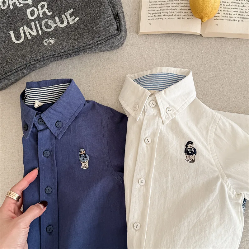 2024 Spring New Children Long Sleeve Shirts Fashion Girls Cartoon Lapel Shirt Baby Boys Cotton Tee Kids Casual Tops Clothes 23 Sb418f31a46424a7685e92aa7575dece6t