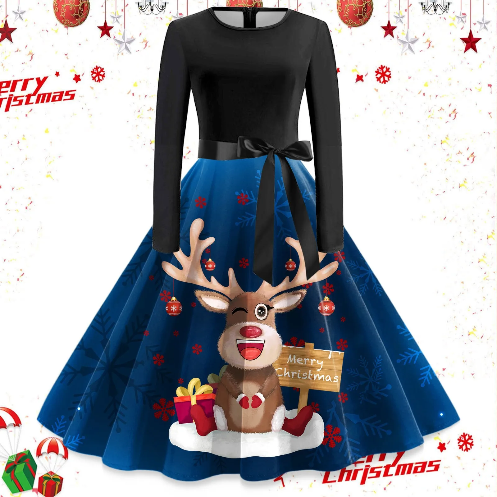 Women Christmas Wine Cup Long Sleeve Print Santa Snowflake Holiday Dress Chic Vintage
Women Christmas Wine Cup Long Sleeve Print Santa Snowflake Holiday Dress Chic Vintage