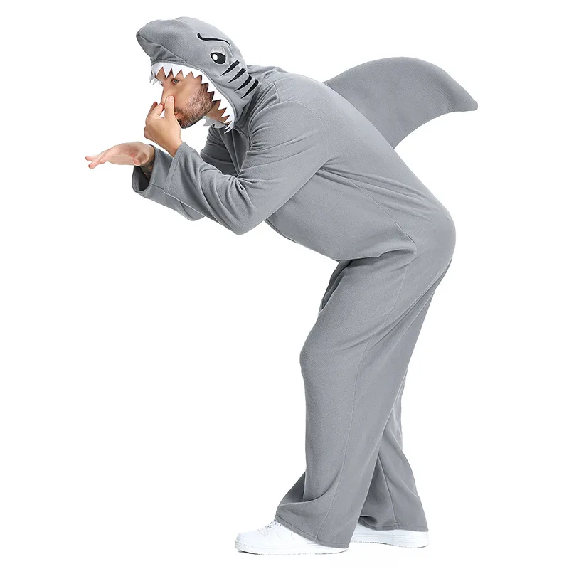 

Gray Shark Onesie Funny Pajama Women Men Animal Clothes Festival Party Outfit Kigurumis Long Sleeve Zipper Design