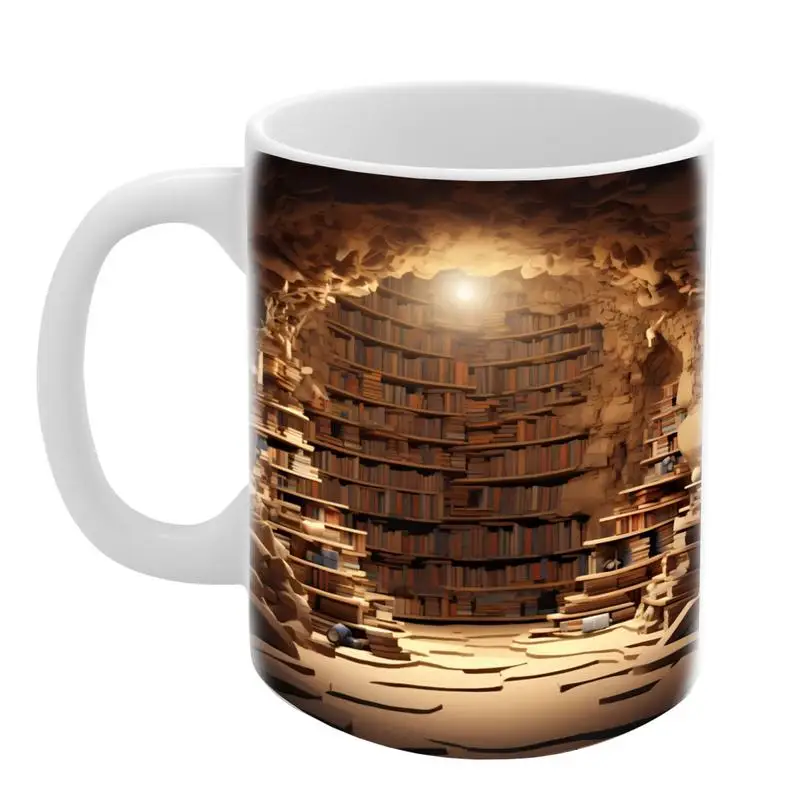 

330ml Library Bookshelf Mug 3D pattern Coffee Mugs Gifts for Book Lovers Readers Coffee cups Book Club Cup Bookish Bookworm Mug