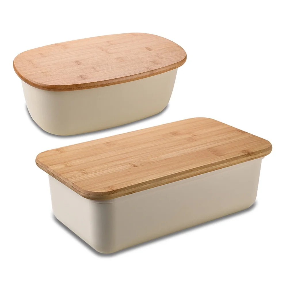 

1pc Bread Box Lunch Box Bento W/Wood Cutting Board Lid Food Container Portable Sandwich Bread Stainless Steel Camping Supplies