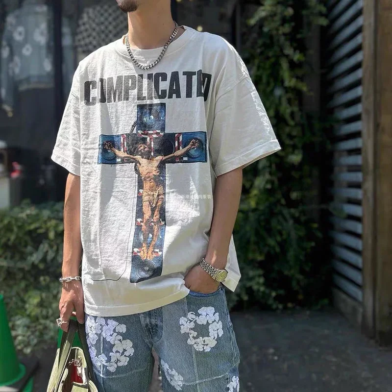 New Arrived SAINT MICHAEL T-shirts Men Woman Cotton Crewneck Versatile Short Sleeve Cross Printing Breathable Top Tees
New Arrived SAINT MICHAEL T-shirts Men Woman Cotton Crewneck Versatile Short Sleeve Cross Printing Breathable Top Tees
