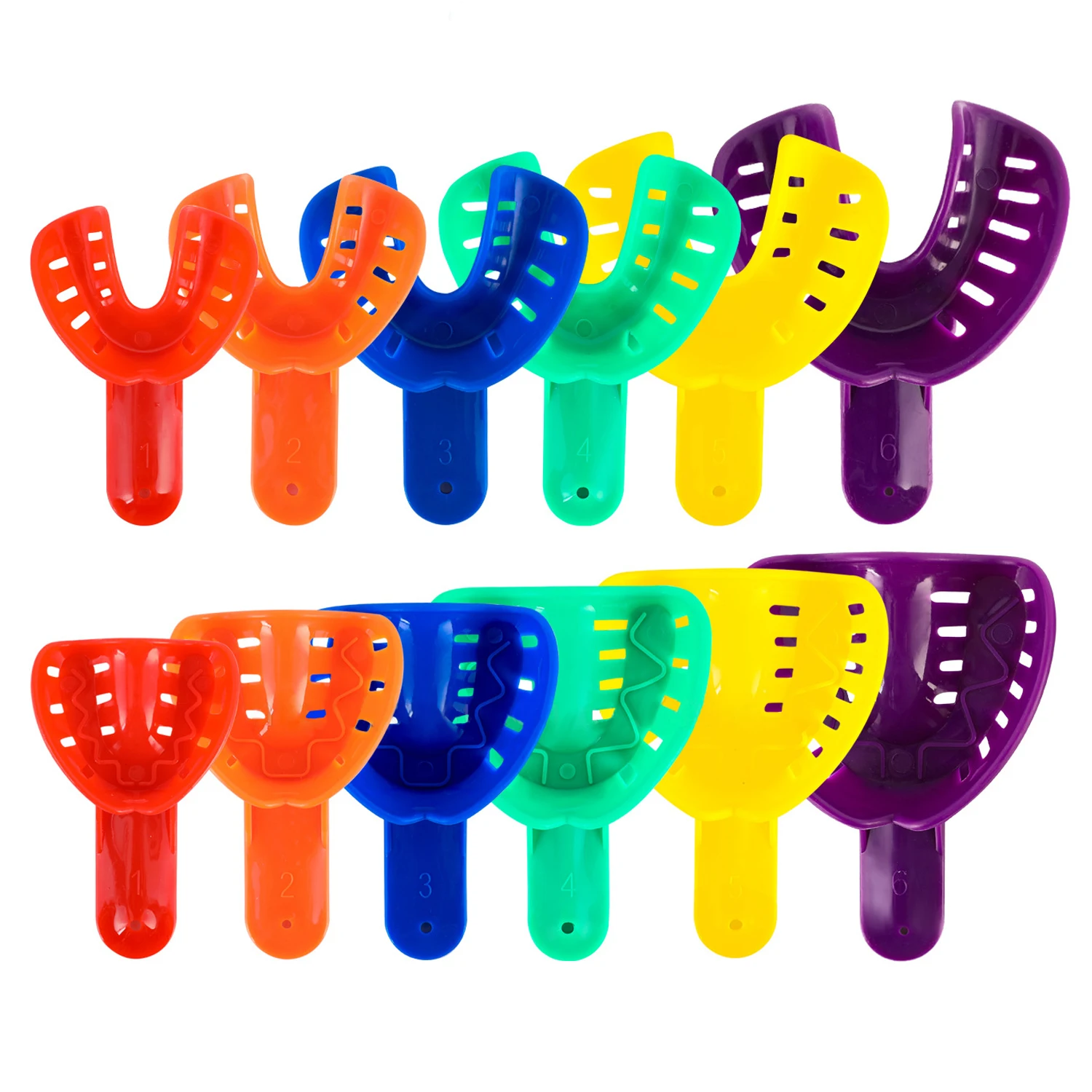 

12pcs Dental Impression Trays Adult Child Use Plastic Tooth Tray Holder Teeth Holder Lab Dentist Dentistry Accessory Tools