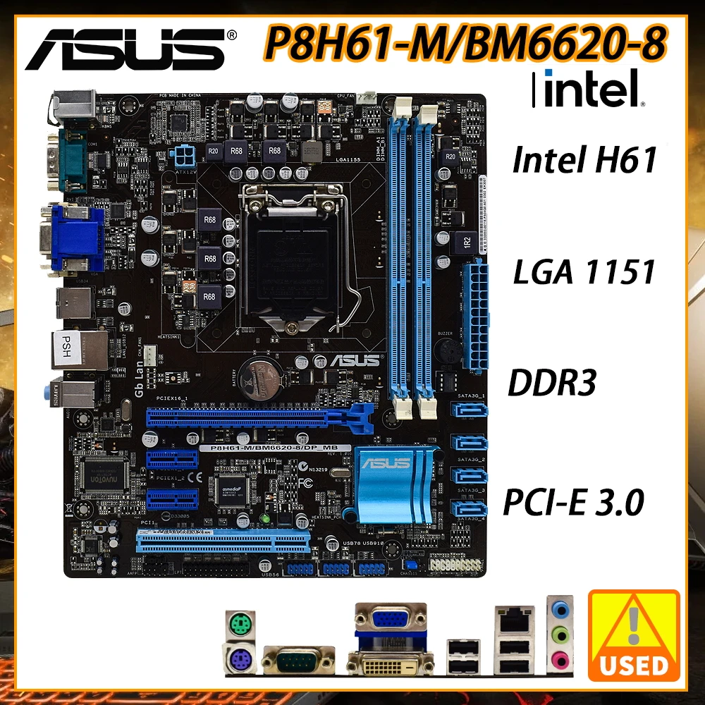 1155 Motherboard ASUS P8H61-M/BM6620-8/DP_MB DDR3 Intel H61 Support Core i3 i5 i7 Processor 16GB PCI-E X16 Micro ATX Motherboard
1155 Motherboard ASUS P8H61-M/BM6620-8/DP_MB DDR3 Intel H61 Support Core i3 i5 i7 Processor 16GB PCI-E X16 Micro ATX Motherboard