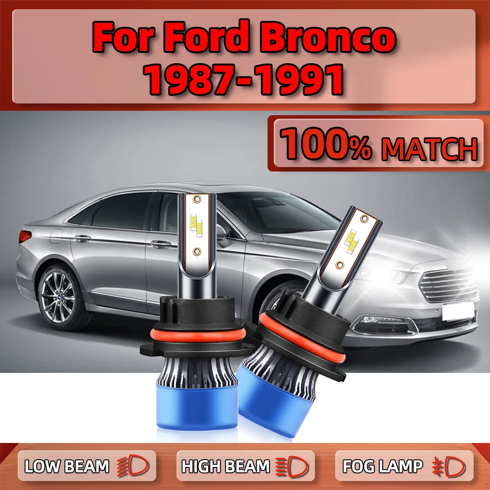 

2Pcs LED Headlight Bulbs 120W 20000LM Car Lamps 12V 6000K White Auto Headlamps For Ford Bronco 1987 1988 1989 1990 1991