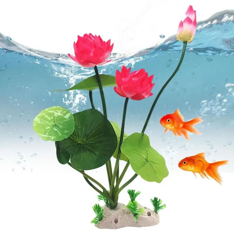 

Plants For Fish Tank Realistic Lotus Flower Landscaping Ornament Underwater Accessories For Aquarium Fish Tank Decor