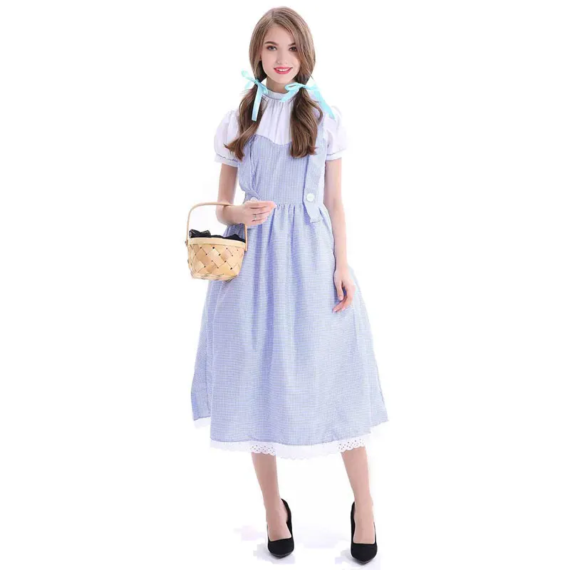 

Adult European Pastoral Manor Farm Maid Costume Halloween Fancy Party Cosplay Maid Costume Dress Party Stage Performance Costume