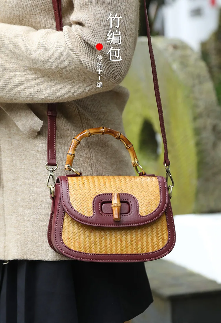 Luxury Bamboo Handle Genuine Leather Bag 1 Sb4267b8e0a6d435fa7b693603ee67920O