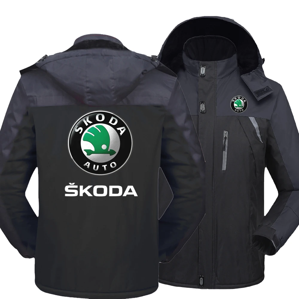 

Новинка 2023, Зимние Модные мужские флисовые водонепроницаемые куртки с логотипом Skoda, утепленные толстовки на молнии, теплая Высококачественная верхняя одежда