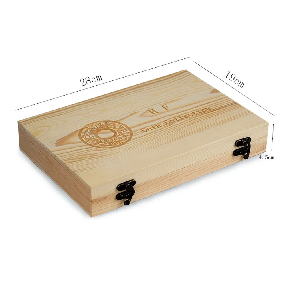 

Коробка деревянная для хранения памятных монет с замком в виде капсулы, коллекционная коробка для 18 мм/21 мм/25 мм/27 мм/30 мм