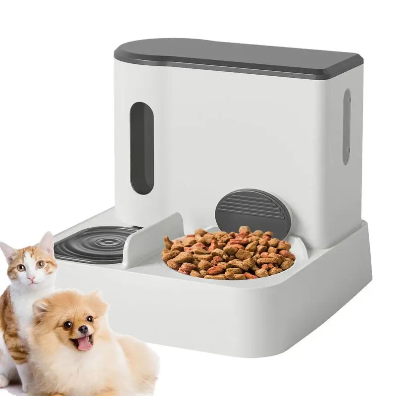 

1000ml Auto Cat Feeder Dry Food Dispenser With Double Bowls Gravity Food Feeder And Waterer Set Automatic Dog Cat Water Feeder