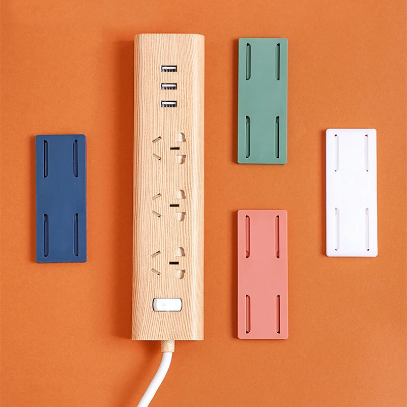 

Self-Adhesive Power Socket Strip Fixator Wall Mounted Self Adhesive Punch Free Row Plug Holder Cable Wire Organizer Rack