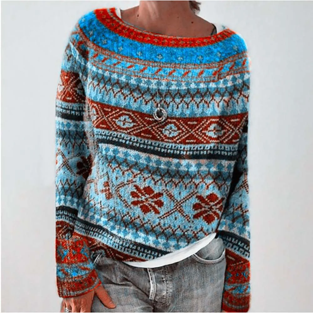 Women Fair Isle Knit Sweater Pulover Ladies Winter Fall Knitwear Jumper For Women
Women Fair Isle Knit Sweater Pulover Ladies Winter Fall Knitwear Jumper For Women