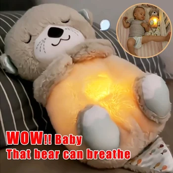 Descubra o Mundo Encantador dos Peluches Pokémon 9 Breathing Bear Baby Soothing Otter Plush Doll Toy Baby Kids Soothing Music Baby Sleeping Companion Sound and Light Doll Toy Gift