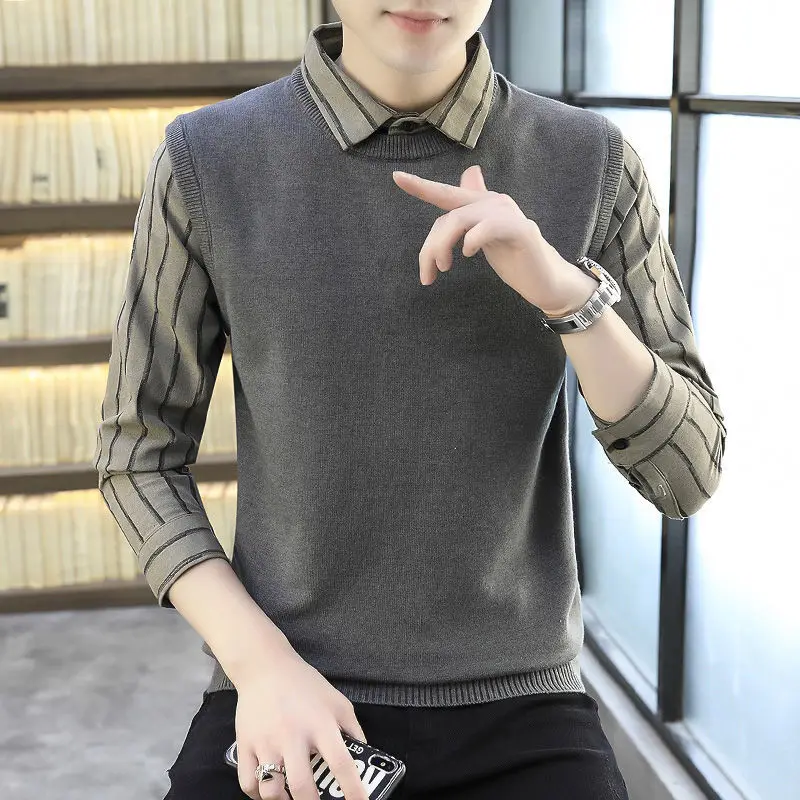 Men's Autumn Winter Pullover Turn-down Collar Striped Plaid Patchwork Long Sleeve Sweater Knitted Fashion Casual Formal Tops
Men's Autumn Winter Pullover Turn-down Collar Striped Plaid Patchwork Long Sleeve Sweater Knitted Fashion Casual Formal Tops