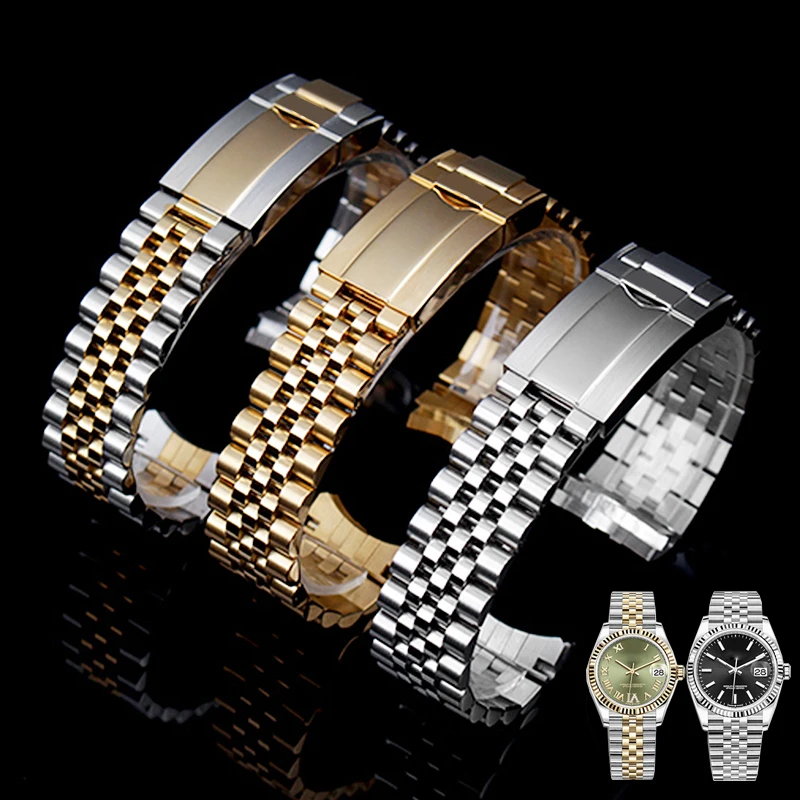 Solid steel arc watchband for Rolex Oyster type constant motion stainless strap men's women watch chain 20mm wristband Bracelet
Solid steel arc watchband for Rolex Oyster type constant motion stainless strap men's women watch chain 20mm wristband Bracelet