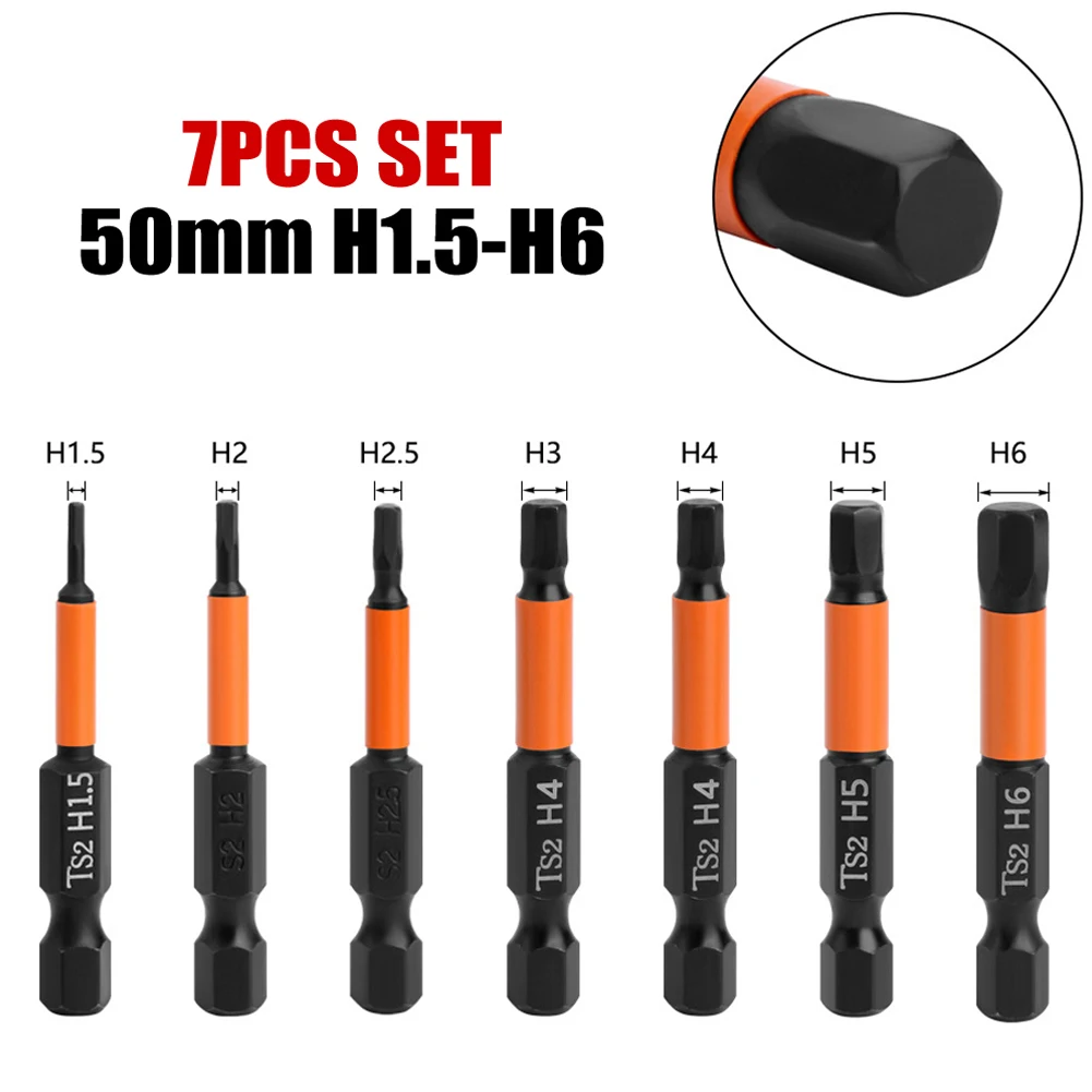 7 PCS Alloy Steel Hexagon Screwdriver Bit Impact Driver Power Drill Length50mm H1.5 H4 H5 H6 For Manual Tools Wind Group
7 PCS Alloy Steel Hexagon Screwdriver Bit Impact Driver Power Drill Length50mm H1.5 H4 H5 H6 For Manual Tools Wind Group