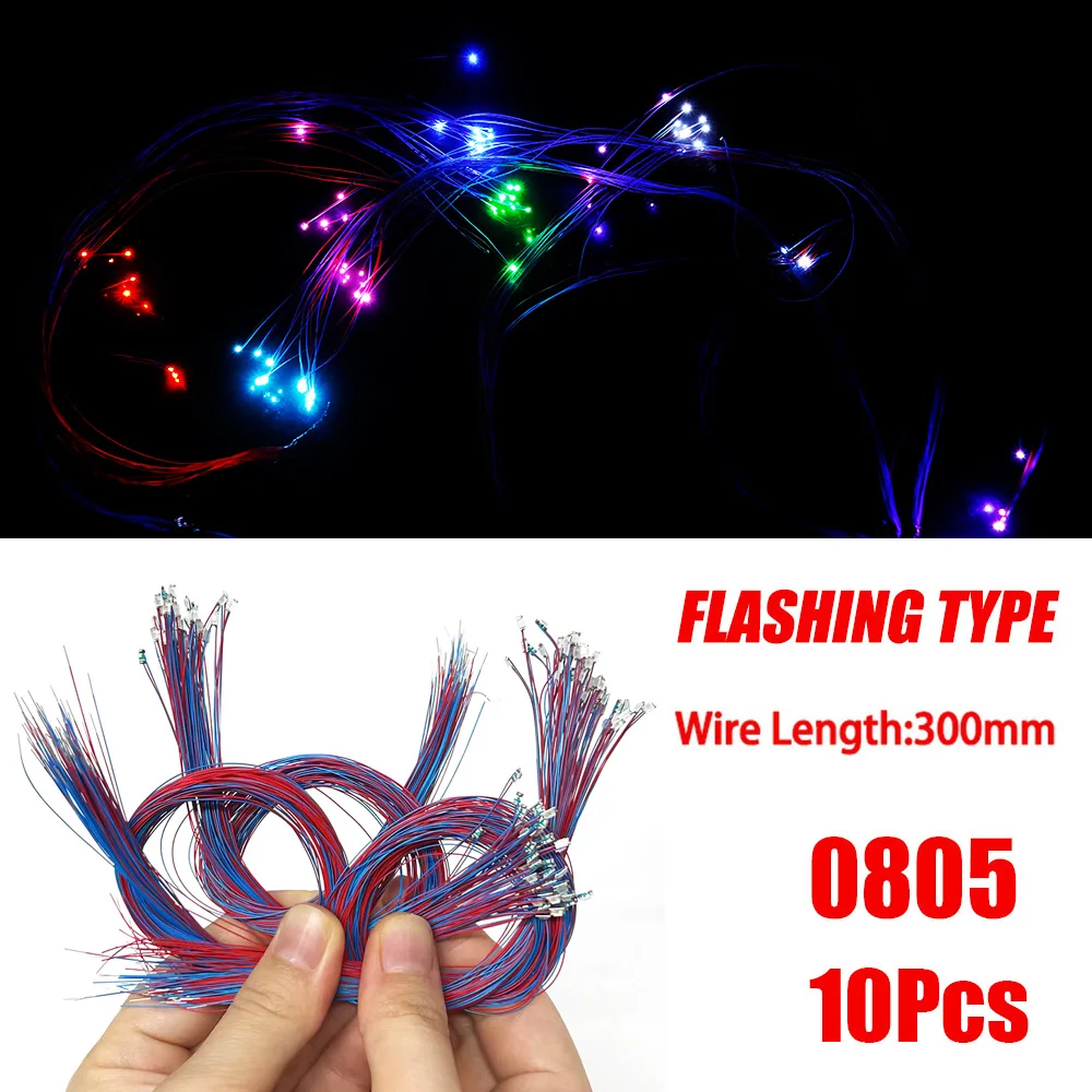 10Pcs 0805 FLASHING LED SMD Lamp Wired Micro Litz Led Pre-Soldered Chip Wired 3V 30cm Railway Model Toy Light DIY Leads Wires
10Pcs 0805 FLASHING LED SMD Lamp Wired Micro Litz Led Pre-Soldered Chip Wired 3V 30cm Railway Model Toy Light DIY Leads Wires