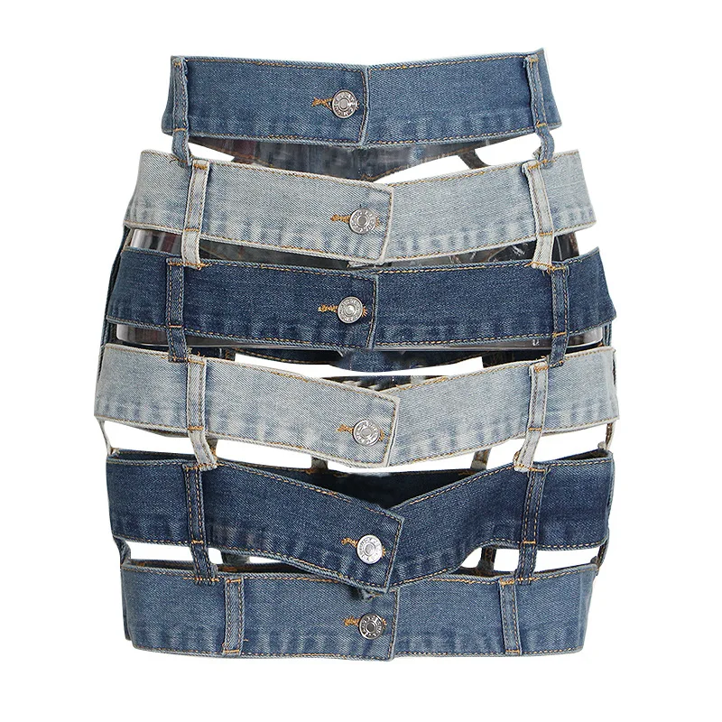 Women Hollow Patchwork Cargo Denim Short Skirt Wrapped High Waist Vintage Contrast Streetwear Sexy Button Clothes 2023 
Women Hollow Patchwork Cargo Denim Short Skirt Wrapped High Waist Vintage Contrast Streetwear Sexy Button Clothes 2023