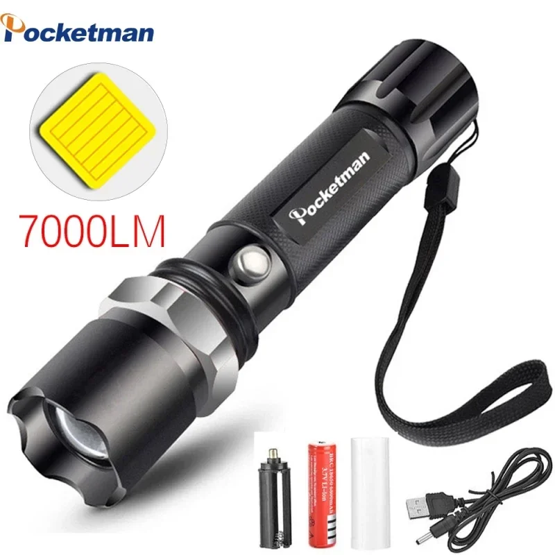 

Powerful LED Flashlight 5 Lighting Modes Zoom Flashlights Outdoor Waterproof Torch for Camping Hiking Fishing Hunting