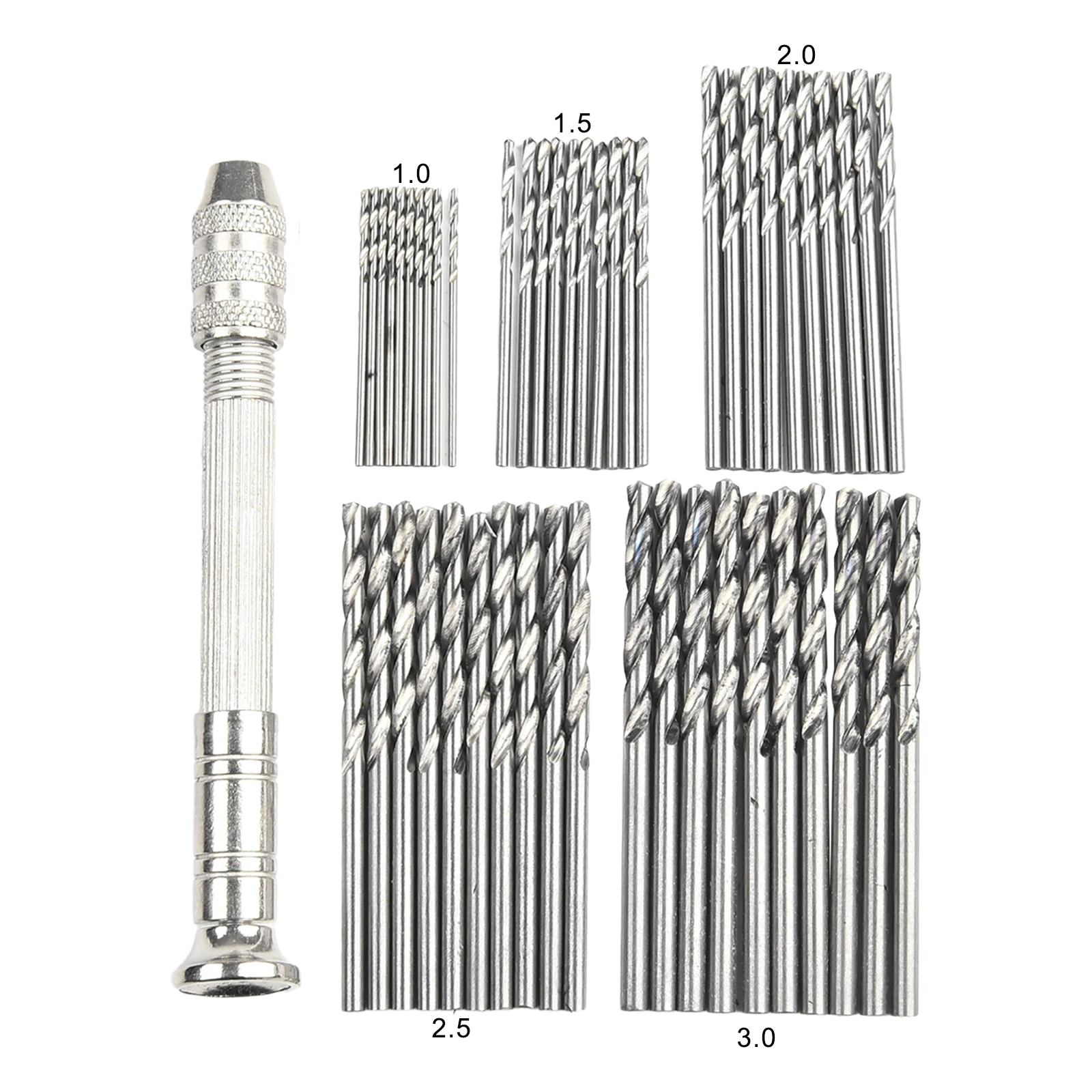 50pcs 0.3-3.2mm Mini Micro Hand Drill Chuck Clamp Aluminum Alloy Drill Bit Set For Wood Plastic Rubber Models Jewelry Drilling
50pcs 0.3-3.2mm Mini Micro Hand Drill Chuck Clamp Aluminum Alloy Drill Bit Set For Wood Plastic Rubber Models Jewelry Drilling