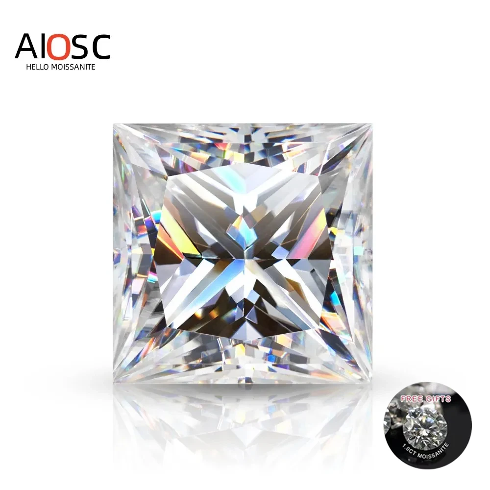 

AISCO Princess Cut Moissanite Loose Stones D VVS1 Gemstone 0.5ct~6.0ct For Women Jewelry Diamond Ring Material with Certificate