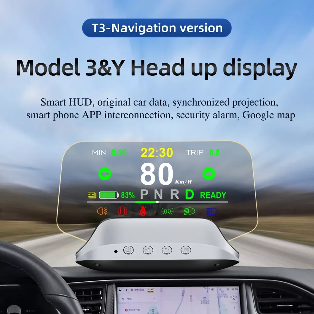 HUD 3D Reflection Gauge Head Up Display With Speed Warning Speedometer Battery Display & GPS For Tesla Model 3/Y(After 2019)
HUD 3D Reflection Gauge Head Up Display With Speed Warning Speedometer Battery Display & GPS For Tesla Model 3/Y(After 2019)