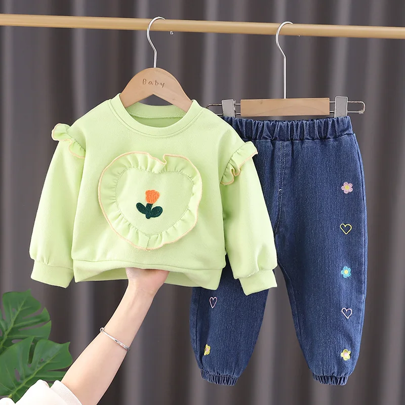 

Girls Clothes Sets 2023 Spring Autumn Children Cotton Sweatshirts Pants 2pcs Tracksuits For Baby 1 To 5 Years Kids Suit Outfits