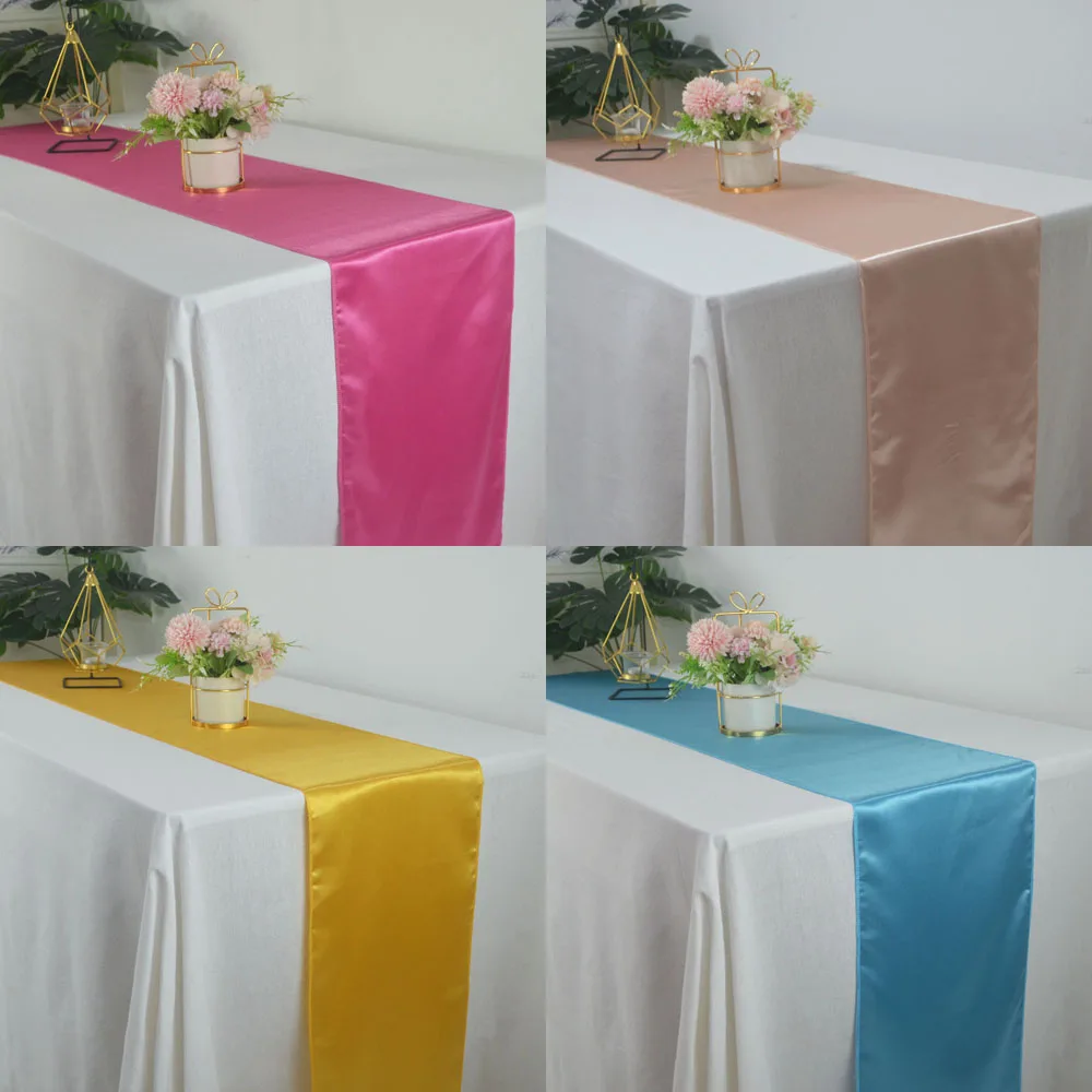 

5pcs Satin Table Runner Wedding Party Decoration 12x71" Restaurant Mariage Hall Christmas Baby Shower Banquet Table Runners