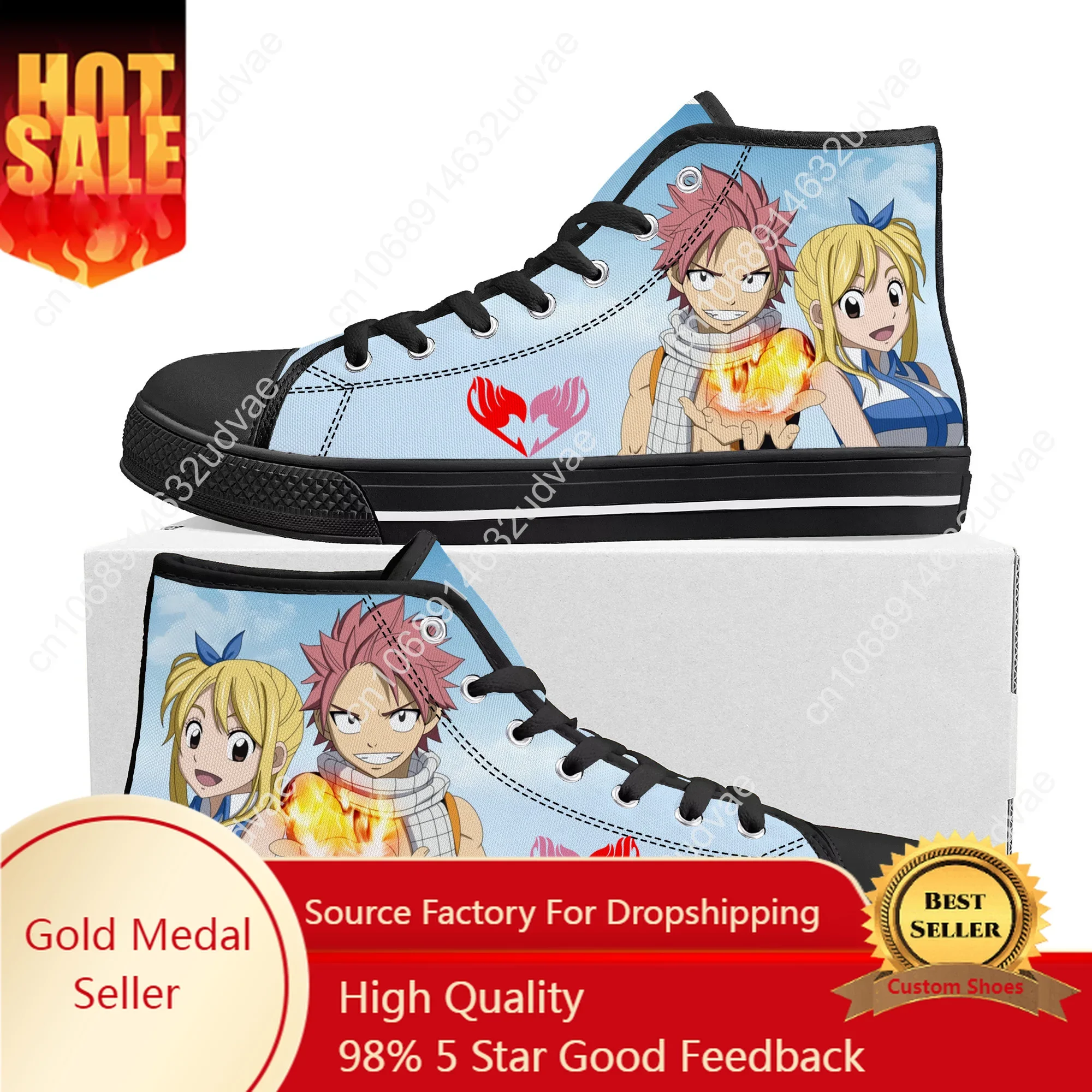 

Anime F-Fairy T-Tail Natsu Dragneel High Top Quality Sneakers Mens Womens Teenager Canvas Sneaker Casual Couple Shoe Custom Shoe