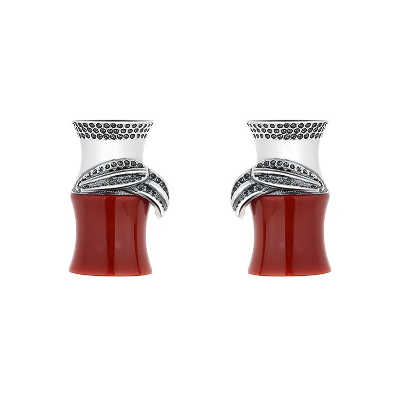 212FR ZFSILVER S925 Silver Fashion Trendy Simple Design Retro Red South Agate Bamboo Joint Earring For Women Charm Party Jewelry
212FR ZFSILVER S925 Silver Fashion Trendy Simple Design Retro Red South Agate Bamboo Joint Earring For Women Charm Party Jewelry