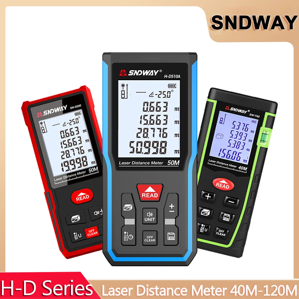 

SNDWAY SW Laser Distance Meter Tape Measure 40M-120M Rangefinder Trena Laser Professional Digital Range Finder Measuring Tool