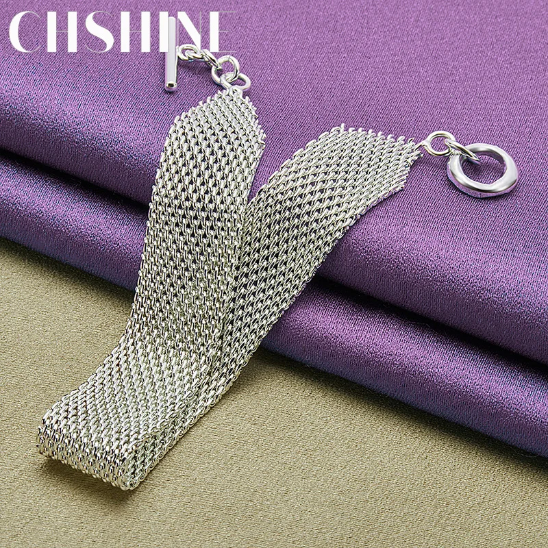 CHSHINE 925 Sterling Silver Woven Mesh Bracelet For Women Wedding Fashion Charm Jewelry
CHSHINE 925 Sterling Silver Woven Mesh Bracelet For Women Wedding Fashion Charm Jewelry