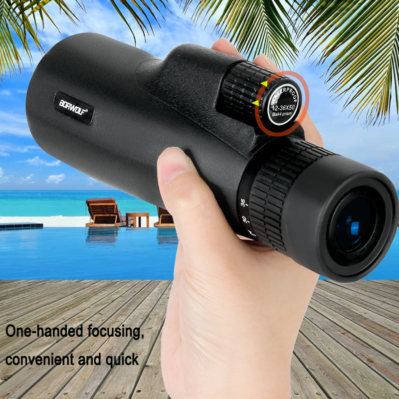 Monocular HD Borwolf 12-36X50 Light Night Vision Bak4 PrismTelescope with Phone Clip Tripod Waterproof Binoculars for hunting
Monocular HD Borwolf 12-36X50 Light Night Vision Bak4 PrismTelescope with Phone Clip Tripod Waterproof Binoculars for hunting