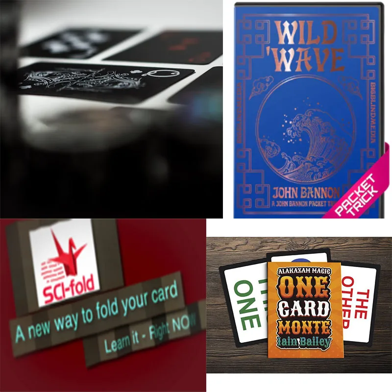 

Out of Sight Out of Mind by Kassim Beydoun，Wild Wave by John Bannon，Sci-Fold by Calix，One Card Monte by Iain Bailey - Magic Tric