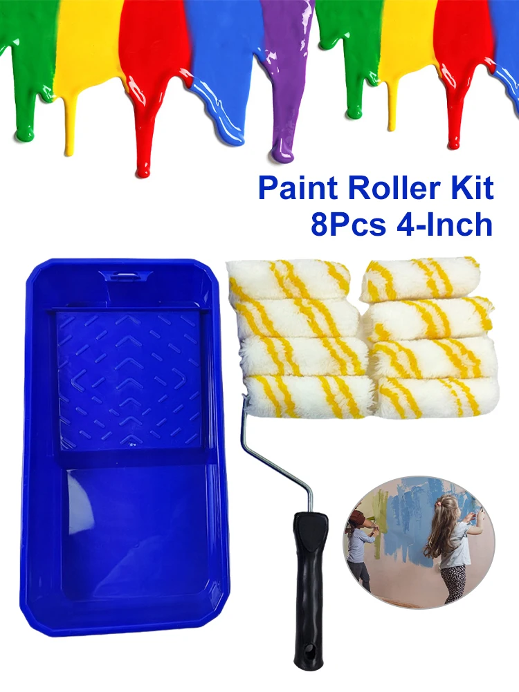 DIY Multifunctional Paint Roller Brush With Tray 4inch Household Use Wall Brushes tackle roll decorative Painting BrushTool 8PC
DIY Multifunctional Paint Roller Brush With Tray 4inch Household Use Wall Brushes tackle roll decorative Painting BrushTool 8PC