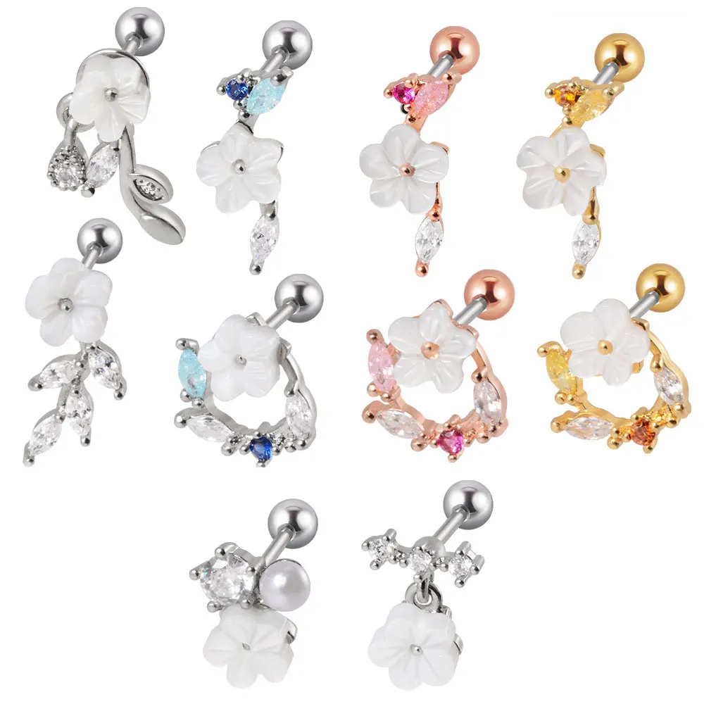 Miqiao 1 Pcs Stainless Steel Flower Zircon Earrings White Resin Plum Ear Bone Ring Thread Screw Ball Earrings
Miqiao 1 Pcs Stainless Steel Flower Zircon Earrings White Resin Plum Ear Bone Ring Thread Screw Ball Earrings