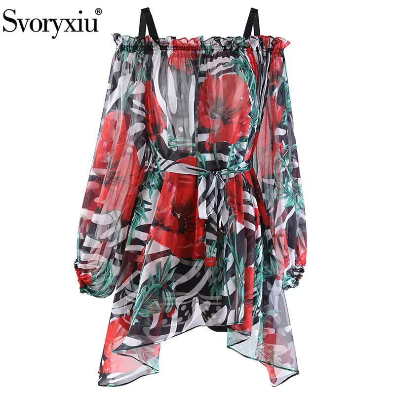 Svoryxiu Runway Fashion Summer Gorgeous Rose Print Asymmetrical Chiffon Shirt Top Women Slash neck Lace Up Slim Super Long Shirt
Svoryxiu Runway Fashion Summer Gorgeous Rose Print Asymmetrical Chiffon Shirt Top Women Slash neck Lace Up Slim Super Long Shirt