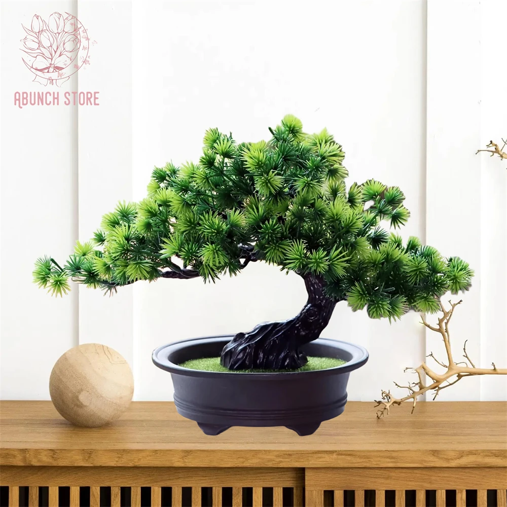 

Artificial Bonsai Pine Tree Simulation Potted Plants Ornaments Plastic Plant DIY Landscape Tree for Home Room Desktop Decoration