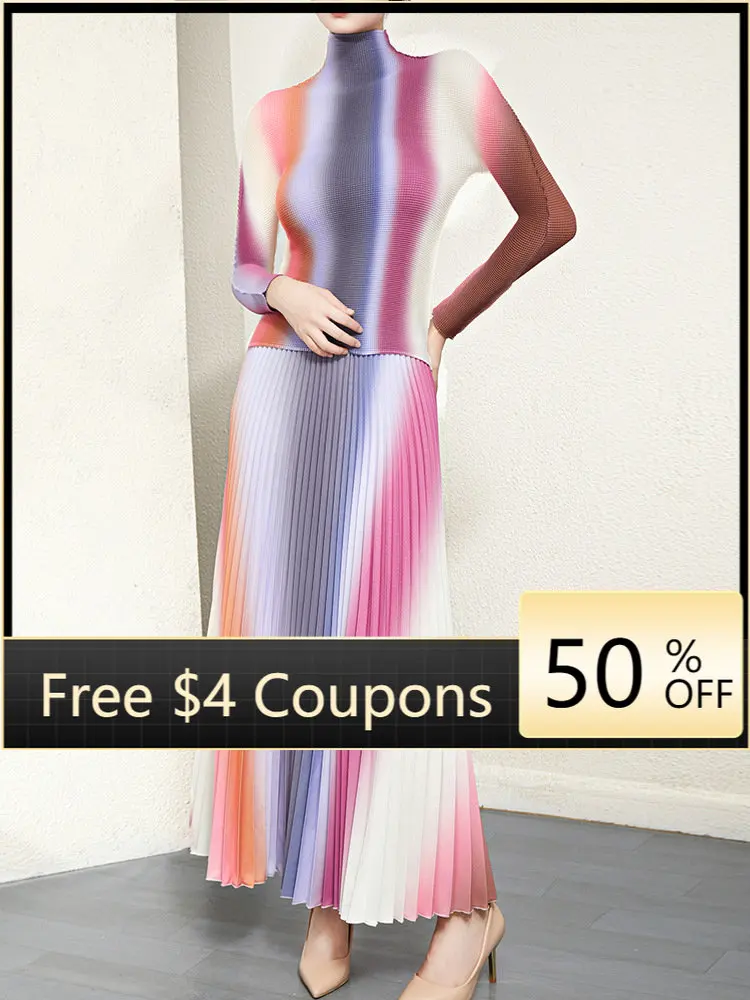 Miyake pleated suit spring and autumn new foreign style printing rainbow gradient jacket skirt skirt women's two-piece suit
Miyake pleated suit spring and autumn new foreign style printing rainbow gradient jacket skirt skirt women's two-piece suit