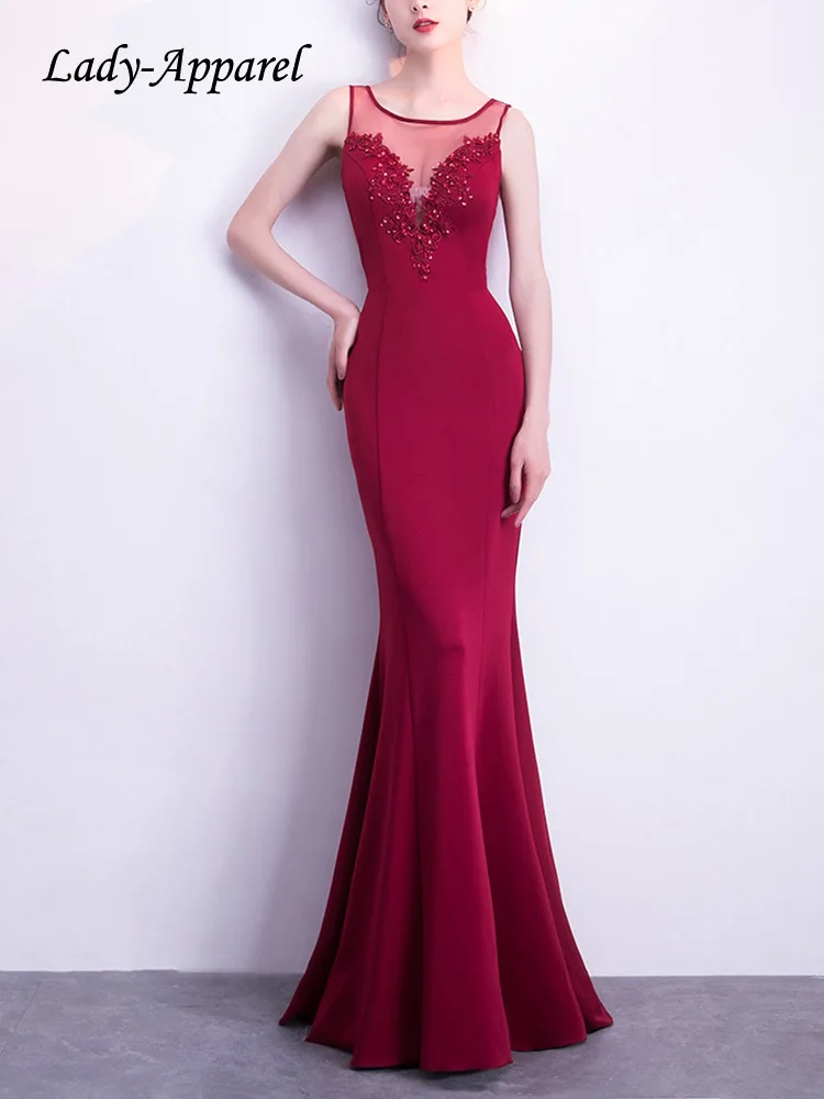 Lady-Apparel Sheer Gauze Patchwork Sexy Sleeveless Dress Banquet Decal Rhinestone Evening Gown Classic Elegant Fishtail Dresses
Lady-Apparel Sheer Gauze Patchwork Sexy Sleeveless Dress Banquet Decal Rhinestone Evening Gown Classic Elegant Fishtail Dresses