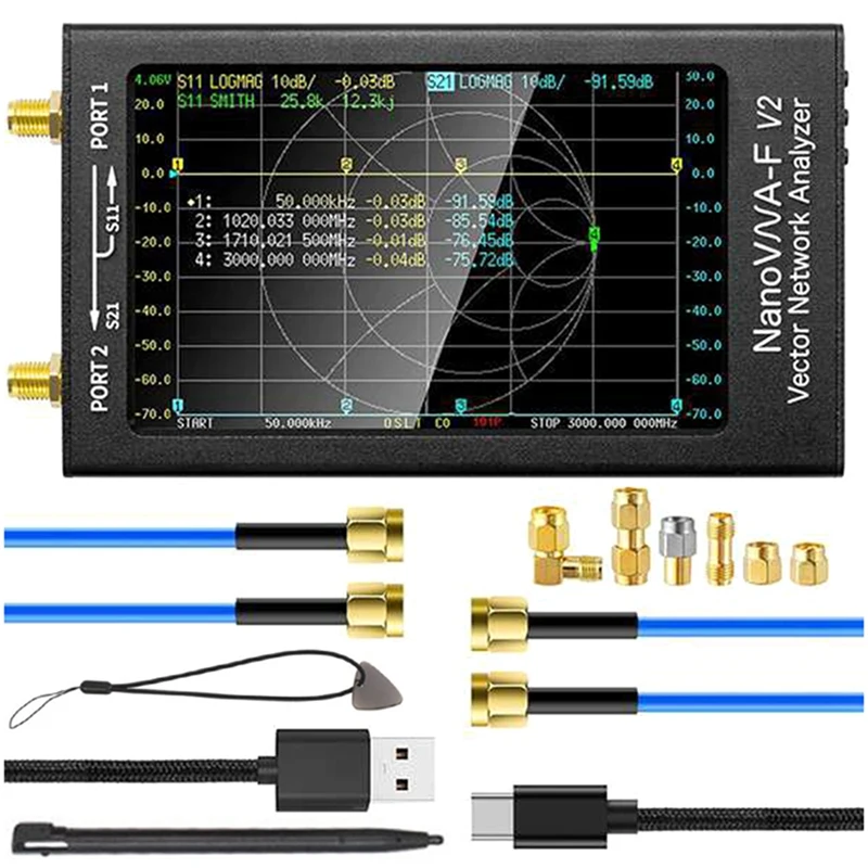 Nanovna-F V2 Vector Network Analyzer 50Khz-3Ghz Antenna Analyzer HF VHF UHF VNA With 5000Mah-Measuring S Parameters 
Nanovna-F V2 Vector Network Analyzer 50Khz-3Ghz Antenna Analyzer HF VHF UHF VNA With 5000Mah-Measuring S Parameters
