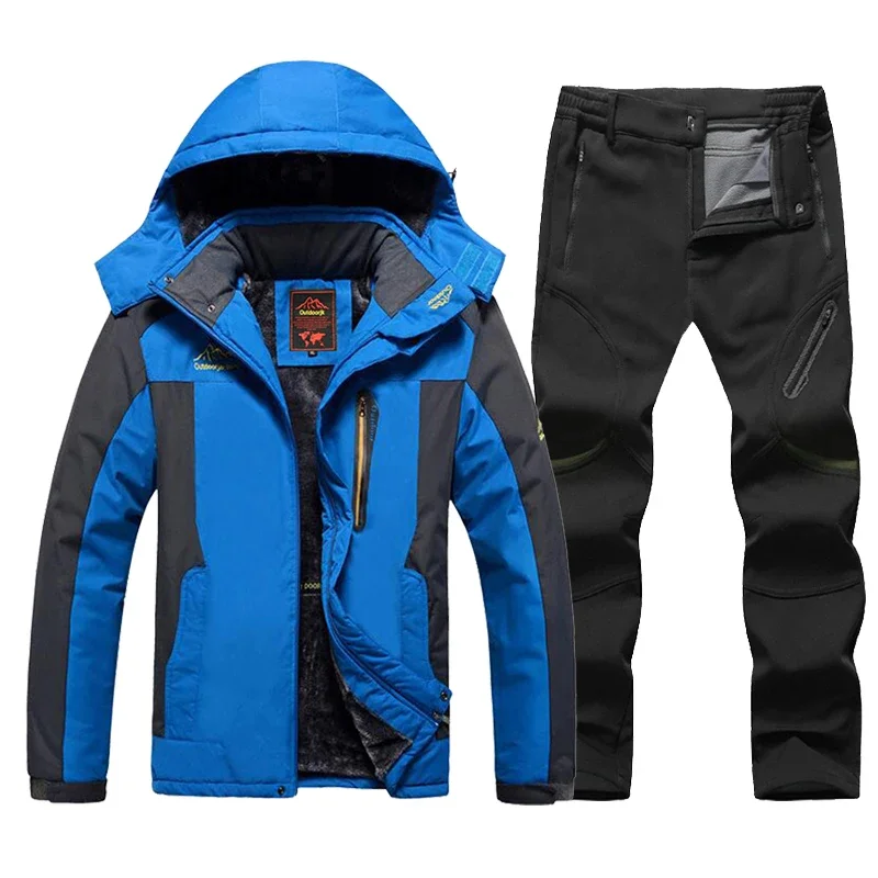 

New Men's Ski Suit Brands Windproof Waterproof Thicken Warm Snow Coat Winter Skiing And Snowboarding Fleece Jacket and Pants Set