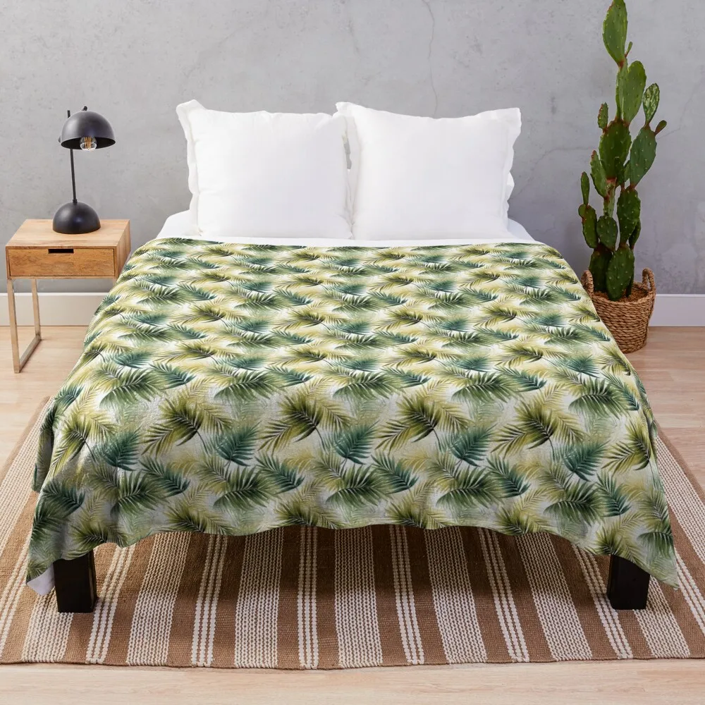 

Coconut leaf pattern in earth tones Throw Blanket warm winter blanket Furry Blanket Christmas Dorm Room Essentials