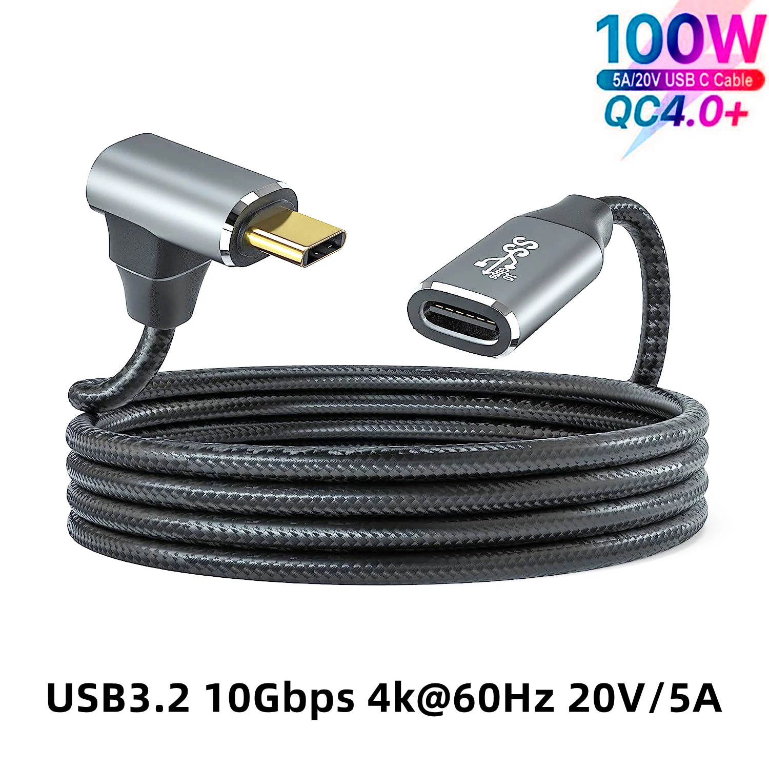 Right Angle USB 3.2 10Gbps Data Cale Type-C Male To Female 100W PD Charging Cord for SteamDeck Switch Gaming Tablet Phone
Right Angle USB 3.2 10Gbps Data Cale Type-C Male To Female 100W PD Charging Cord for SteamDeck Switch Gaming Tablet Phone