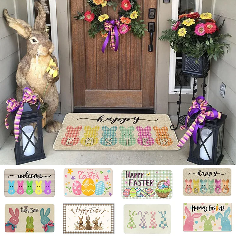 

Home Bathroom Door Mat Door Entrance Mats Easter Day Decoration Doormat Rabbit Easter Eggs Bottom Floor Indoor Outdoor Carpet